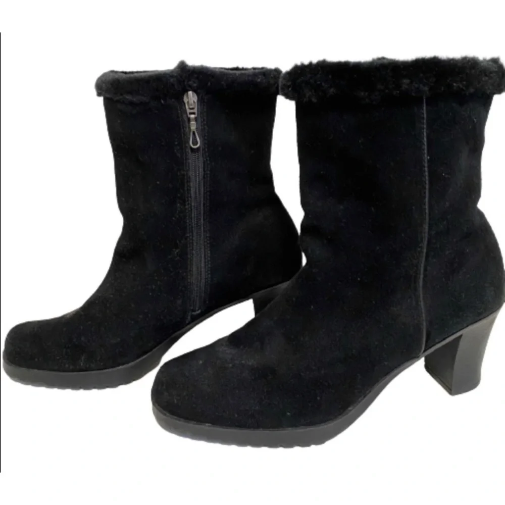 Sporto waterproof winter black suede heeled women’s boots size 7.5